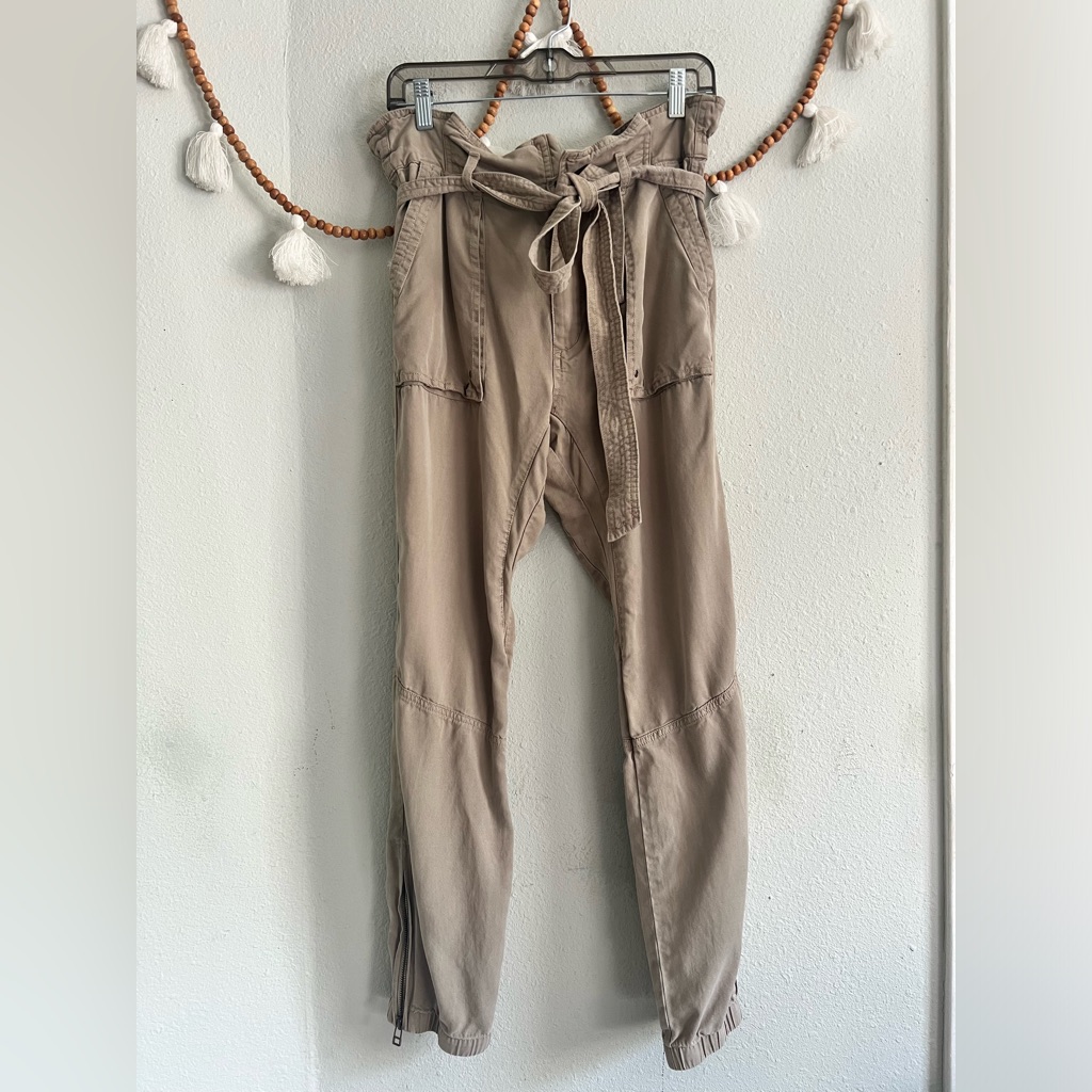 Pam And Gela Tencel Paperbag Waist Ankle Zip Pants
